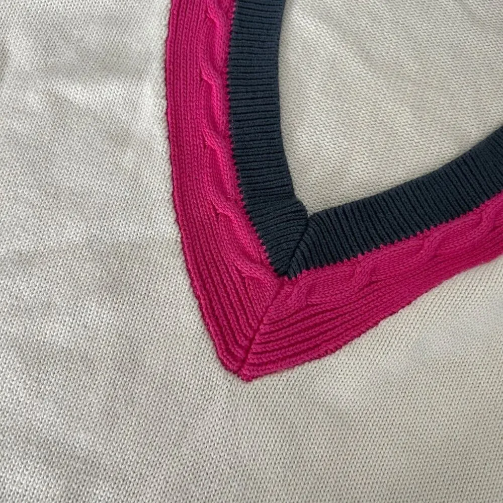The Upside Organic Knit Lotus Intarsia Pullover V Neck Sweater XS